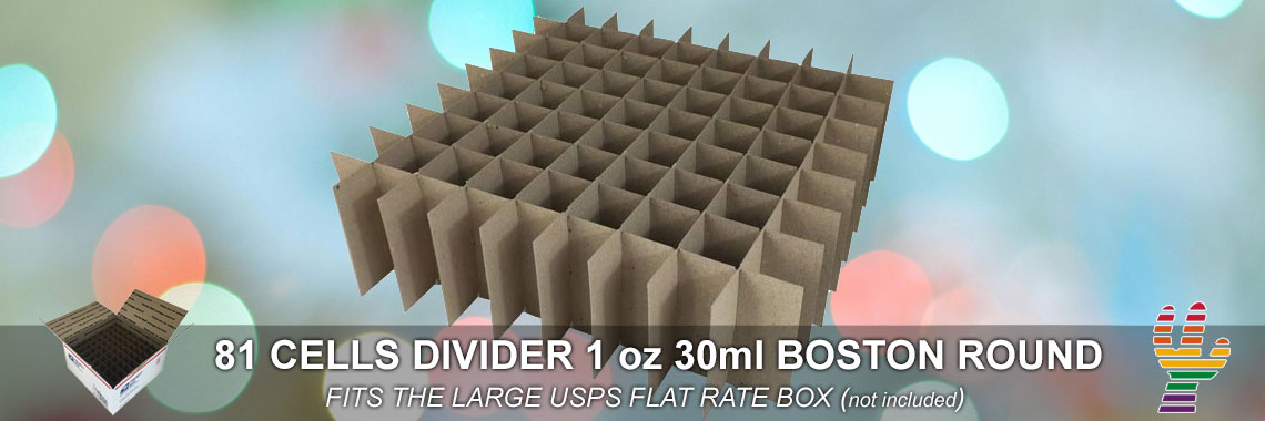 Chipboard box divider 81 cells 1 oz Boston Round